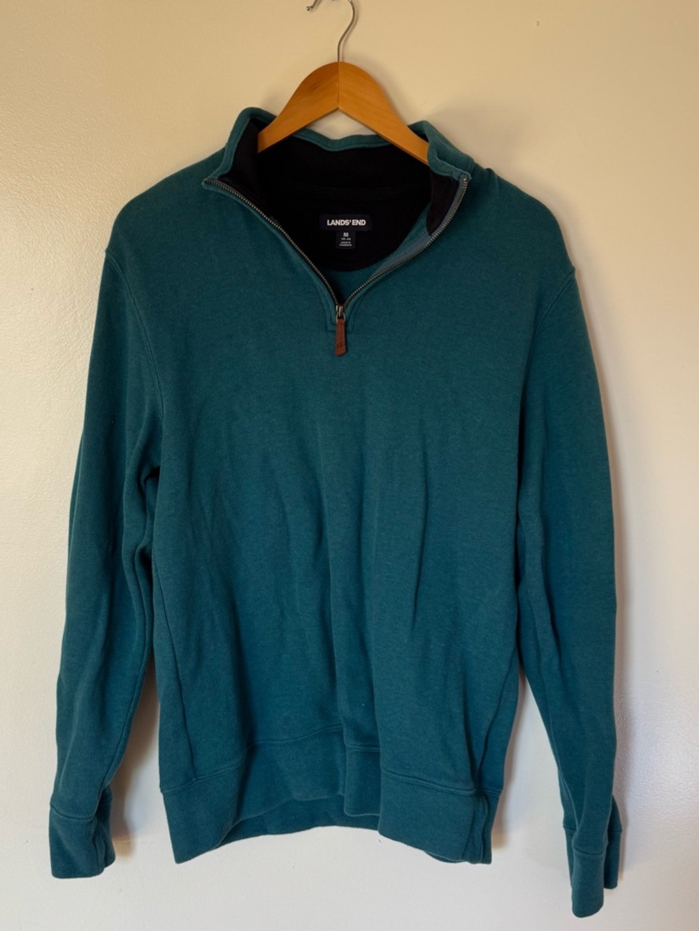Lands' End Men's Teal Zip-Up Pullover Sweater